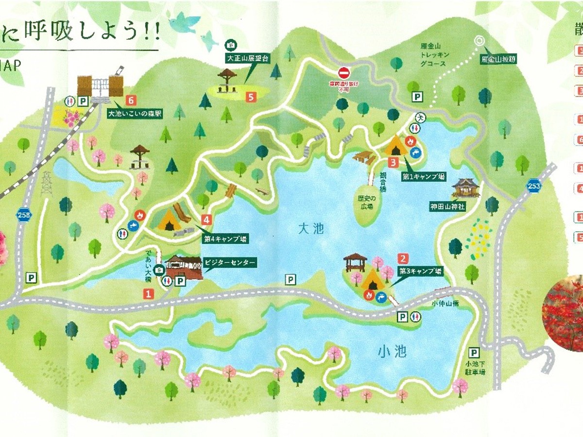 大池いこいの森キャンプ場 場内見取り図